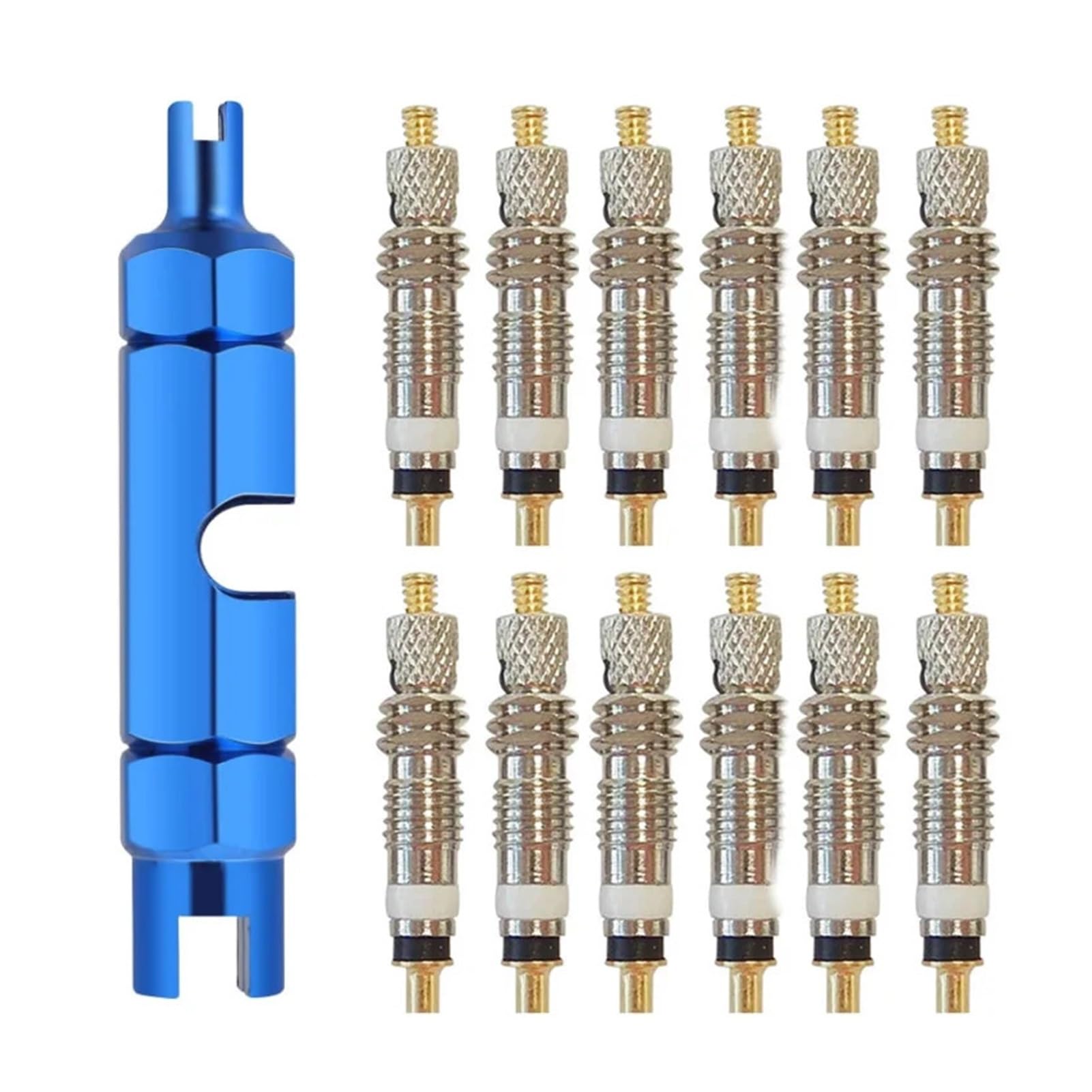 Dymkie 12Pcs Set B 6/12Pcs Bicycle Removable Valve Core Bike Replacement Brass Tubeless Core Remover Tool For Tubeless For Road Mtb Bike(12Pcs Set B)