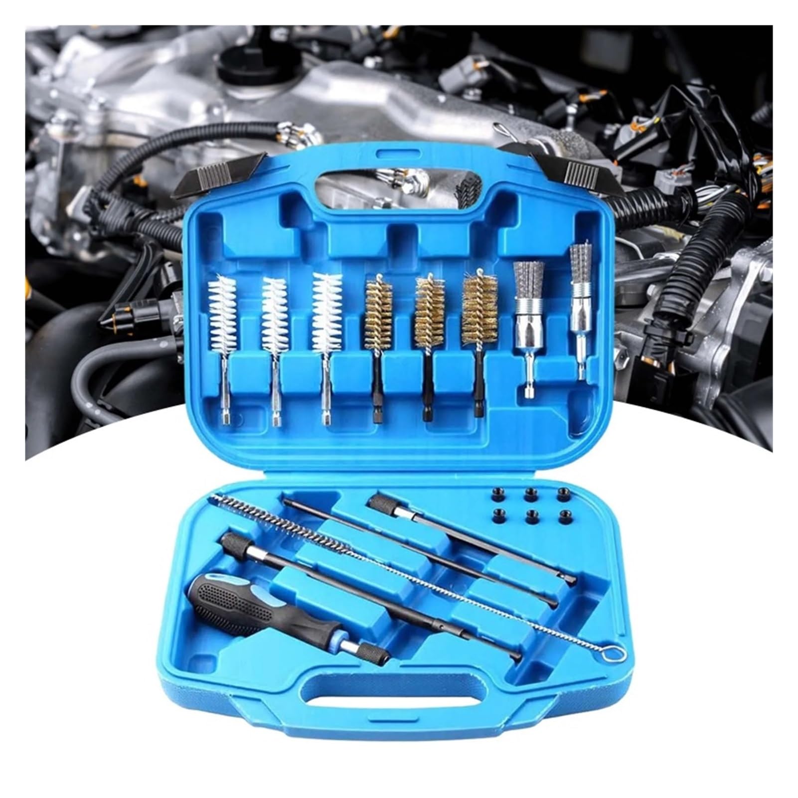 set di attrezzi Kit universale for la pulizia degli iniettori, spazzola Per metallica e adattatore for sedili di auto camion