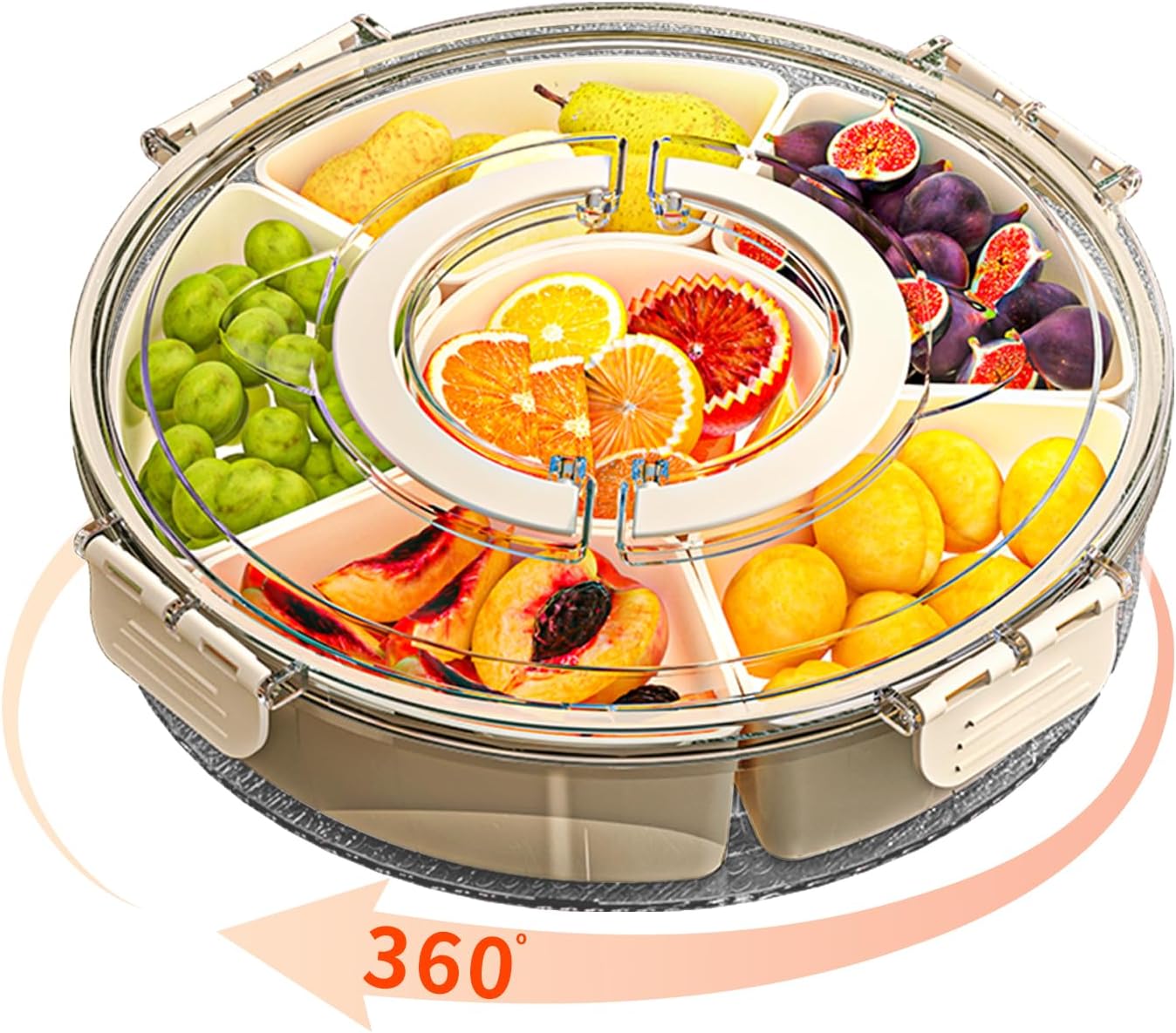 riyeloi Small Divided Serving Tray with Lid and Handle, Stackable Snackle Box...
