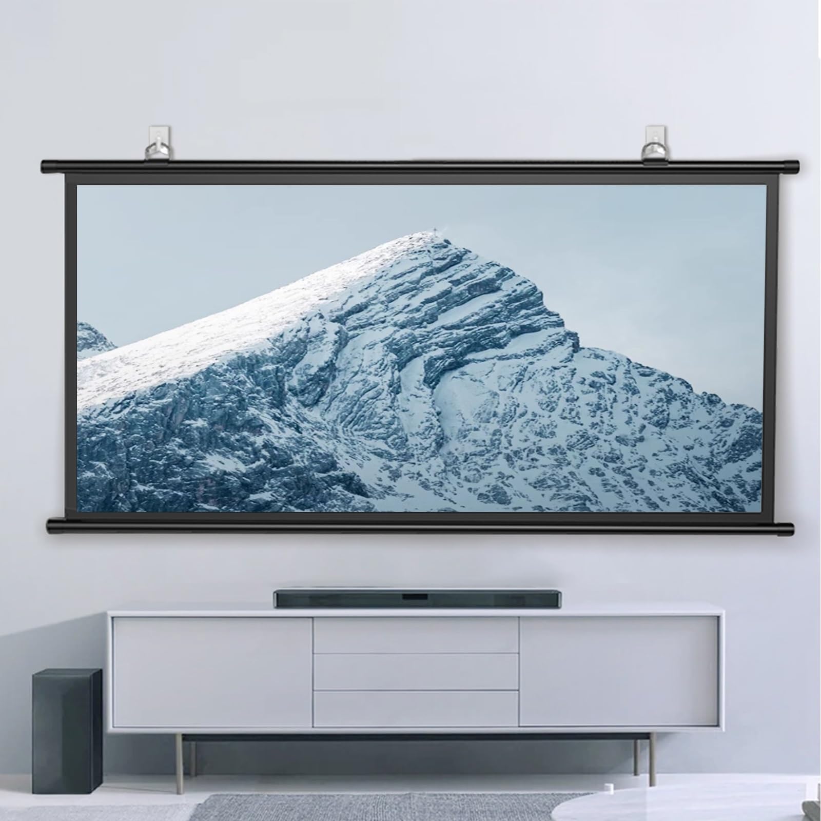 Schermo a Scomparsa Bianco Opaco, montabile a Parete o a soffitto - Altezza Regolabile per Home Cinema 4K 3D 1080P HD