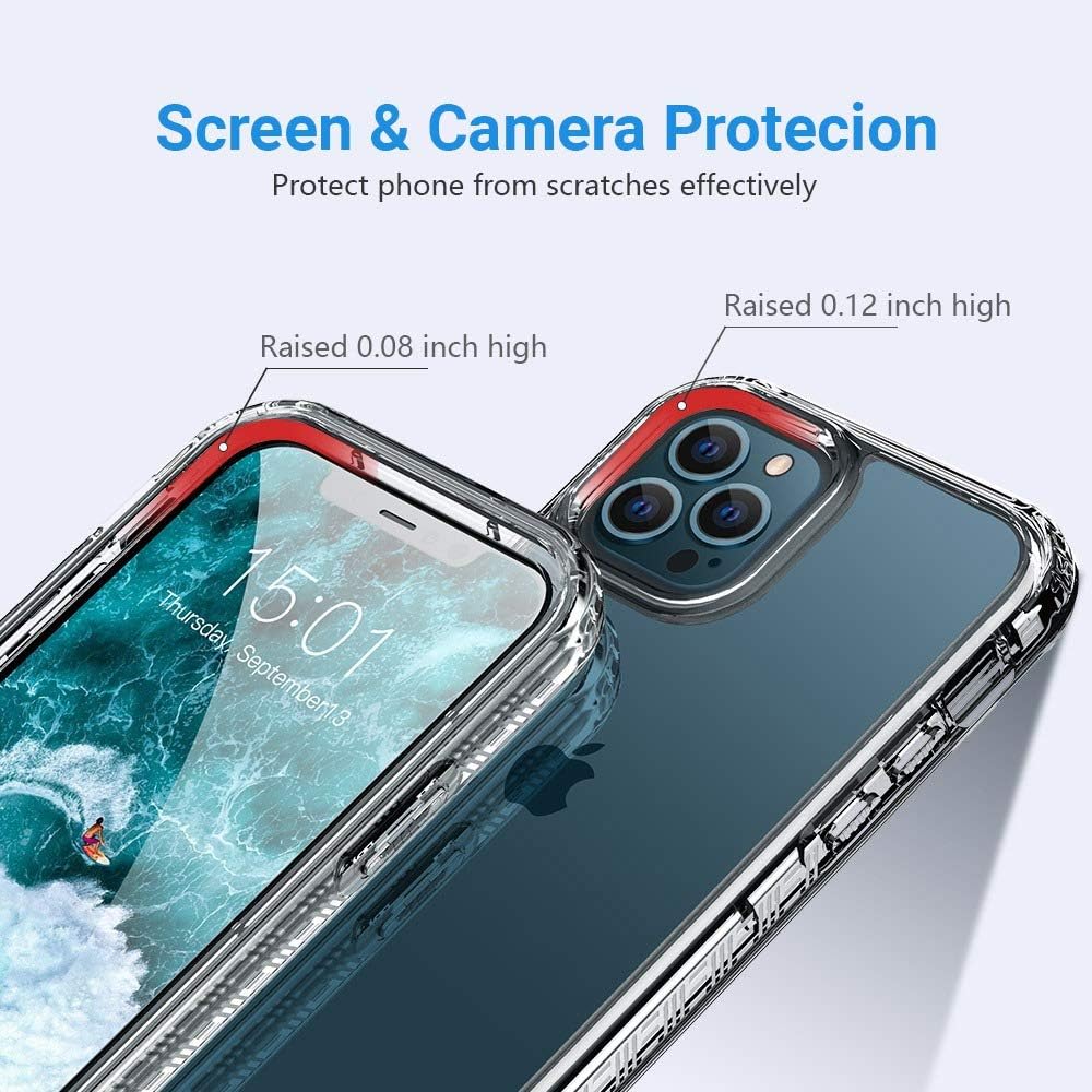 FLOVEME Compatible with iPhone 12 Case iPhone 12 Pro Case with Screen Protector Tempered Glass (2 Pack) 6.1inch 2 in 1 Clear Phone Cases Compatible for iPhone 12 iPhone 12 Pro 2020 5G Full Body Cover