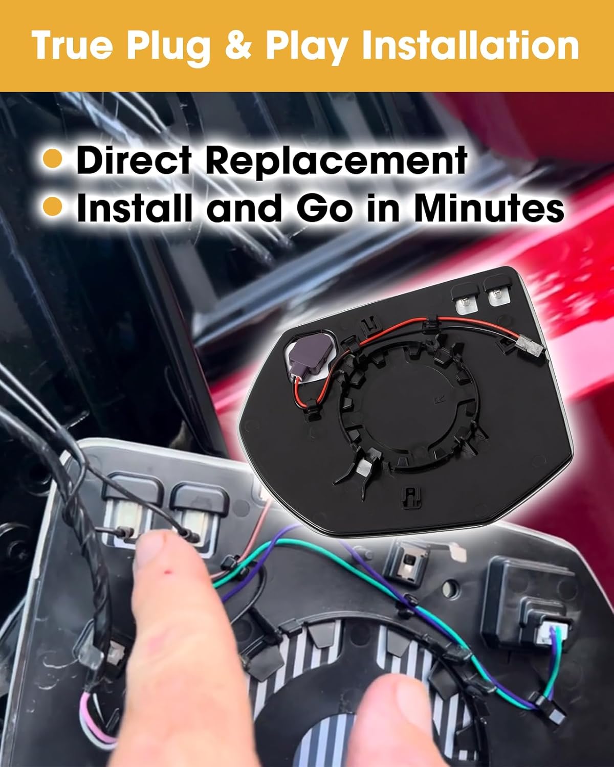 Passenger Right Side Replacement Mirror Glass Fit for Tahoe 2021-2025 Suburban 2021-2025 Yukon Escalade Replace 84642723, with Blind Spot Detection and Heated without Auto Dimming, RH