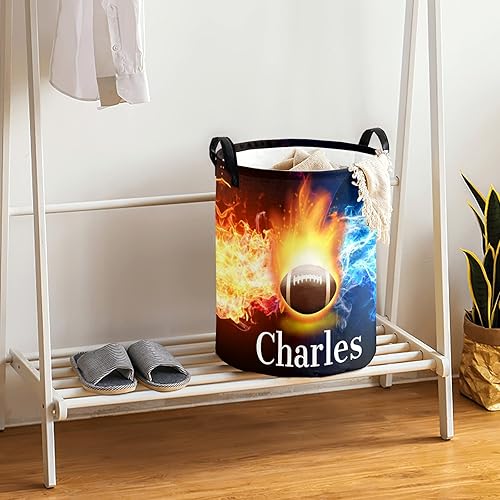 Miniatura 9 de Cesta de lavandería personalizada de fútbol de fuego, cesta de lavandería plegable con asa de tejer