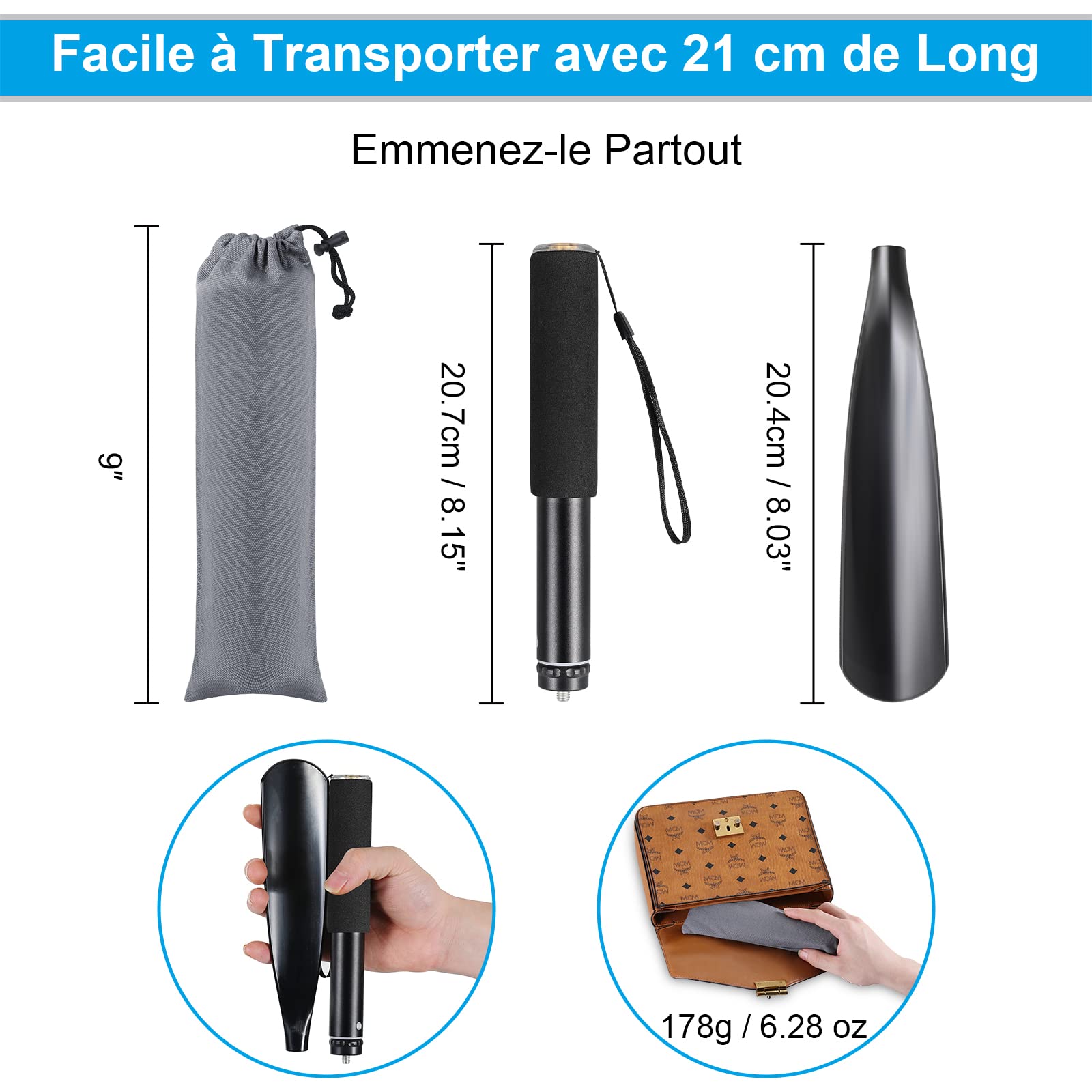 Mishell Chausse Pied Long -Telescopique 41-97 cm, Chausse Pieds Long Manche en Métal et Plastique, Chausse-pied Long, Chaussé Pied Manche Long