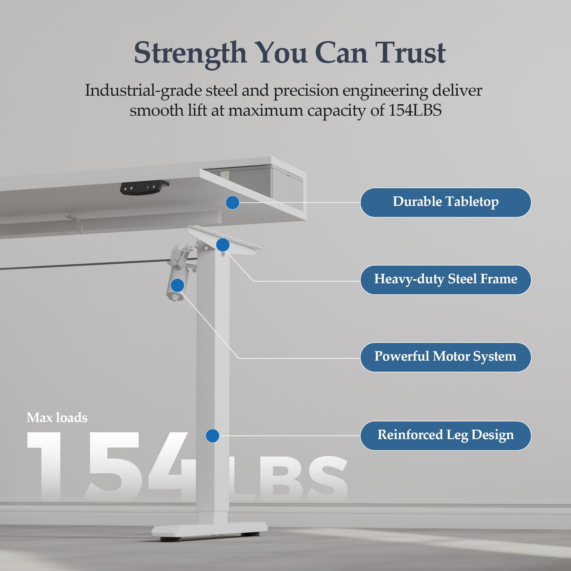 Klicelor 48 Inch Electric Standing Desk with Drawers Adjustable Height Small Sit Stand Desk for Home Office Compact — view 8