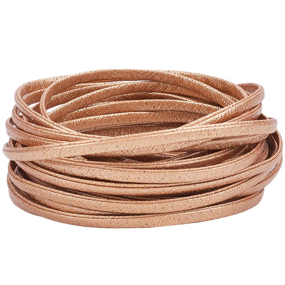 GORGECRAFT 10m Foldover Leather Strips 5mm Gold Glitter Leather String 2mm Thick Faux Leather Strap Metallic Flat Leather Cord Trimming Threads Rope for Belt Bracelet Jewelry Making DIY Crafts