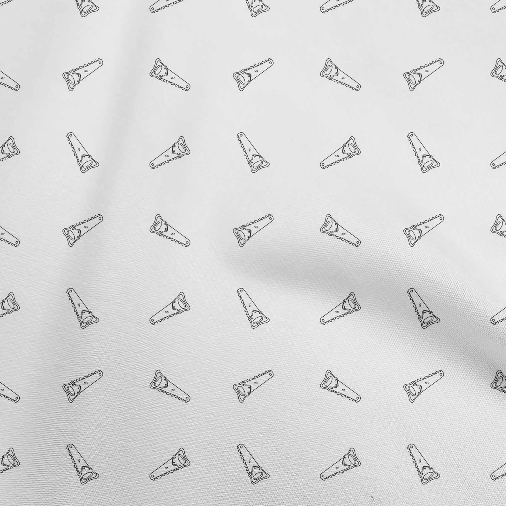 oneOone Cotton Cambric White Fabric Retro Saw DIY Clothing Quilting Fabric Print Fabric by Yard 56 Inch Wide-134