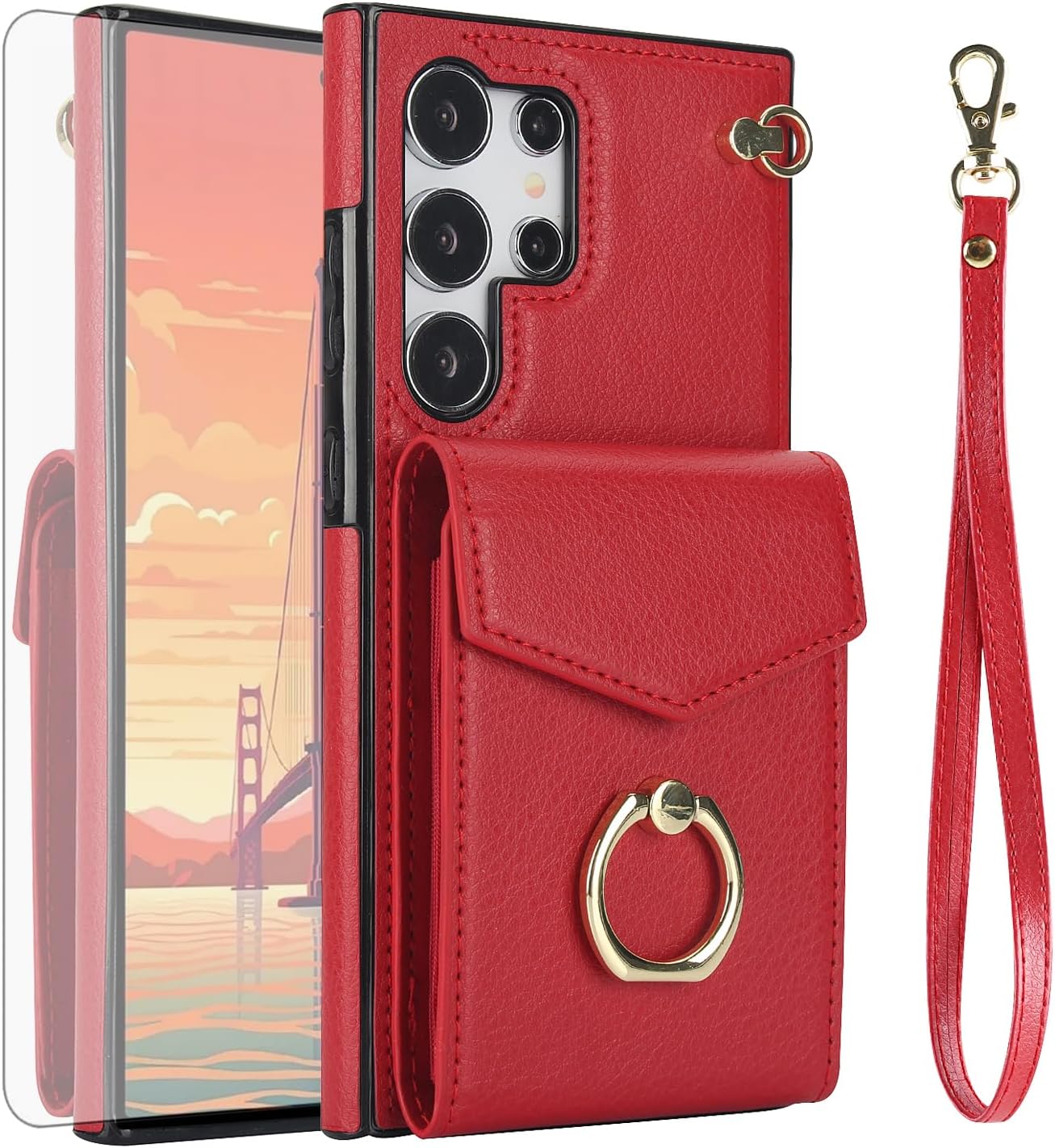 Asuwish Phone Case for Samsung Galaxy S25 Ultra 5G Women Men Red