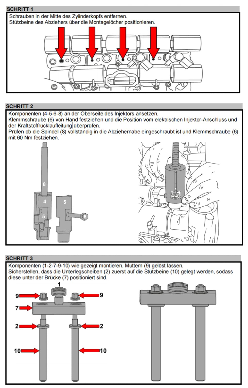 303-1706 Juego de extractores de inyectores compatible con Ed*ge Fo*cus Gal*axy Ku*ga Ran*ger Eco*Blue 2.0 motores diesel extractor de inyectores