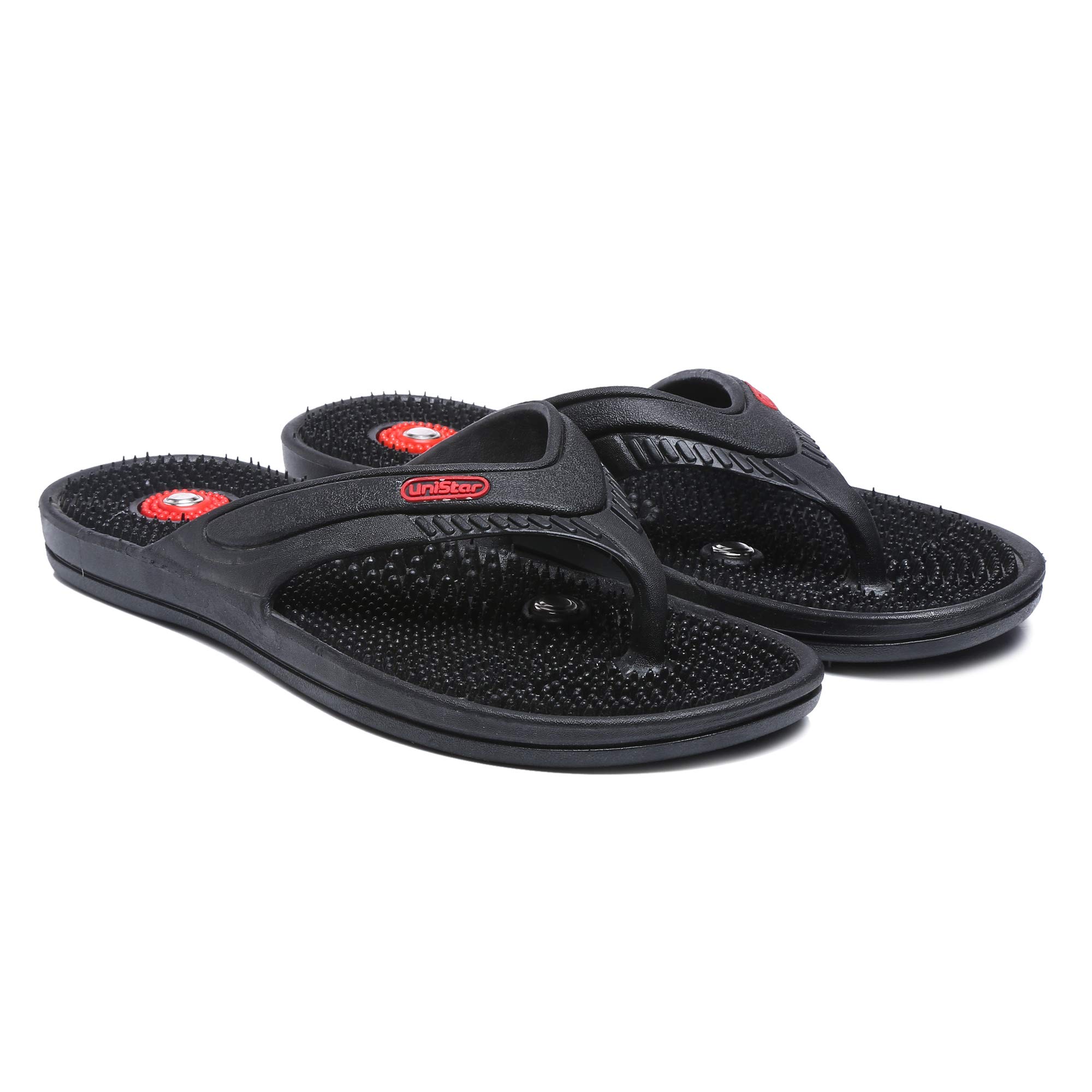 Unistar Acupressure Slippers - Boost Blood Circulation and Relieve Pain | Orthopedic Flip-Flops | For Men's & Women's (Black). 2