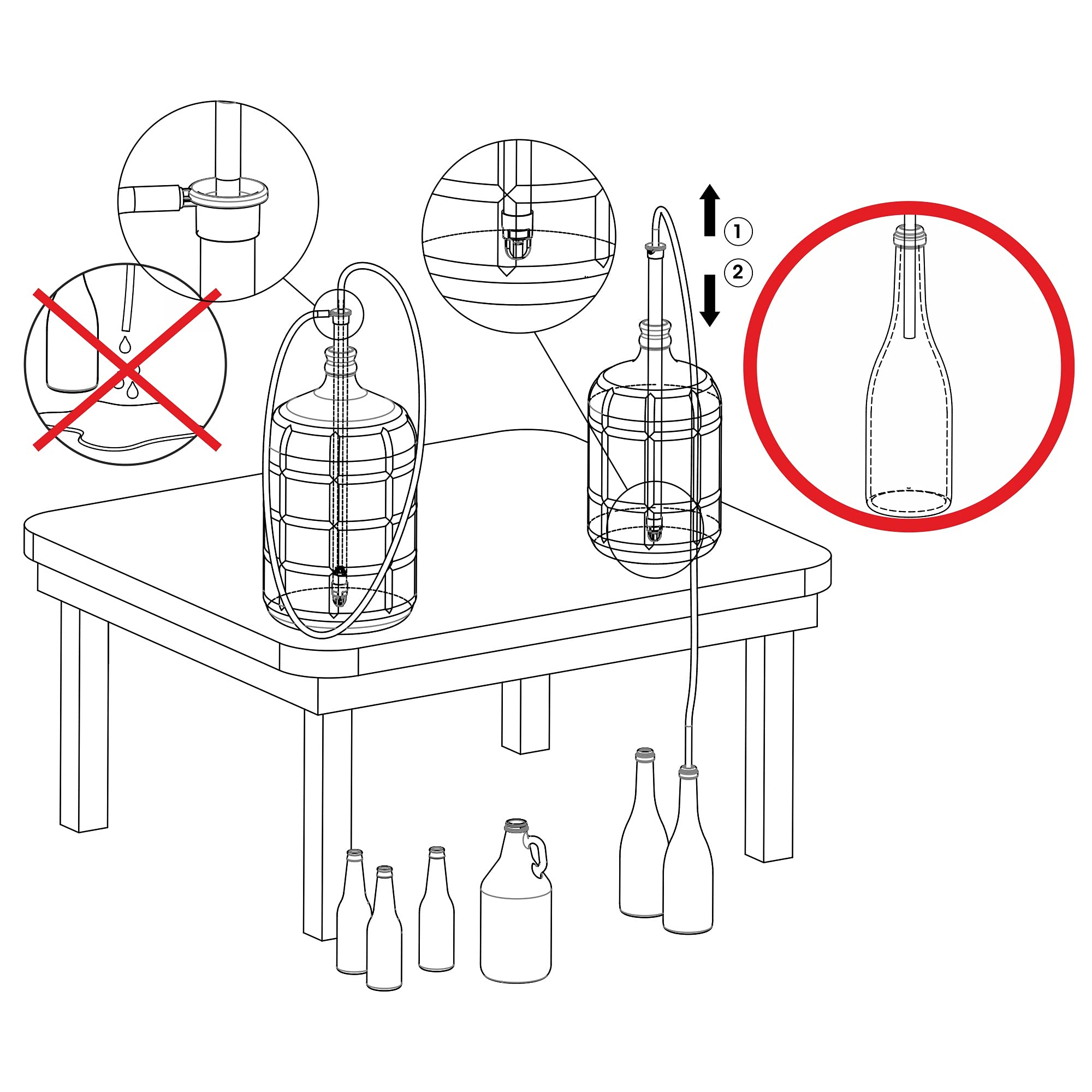 Browin 353005 Automatischer Siphon mit Ventil und Griff – 64 cm, für das Abfüllen von Wein und Bier