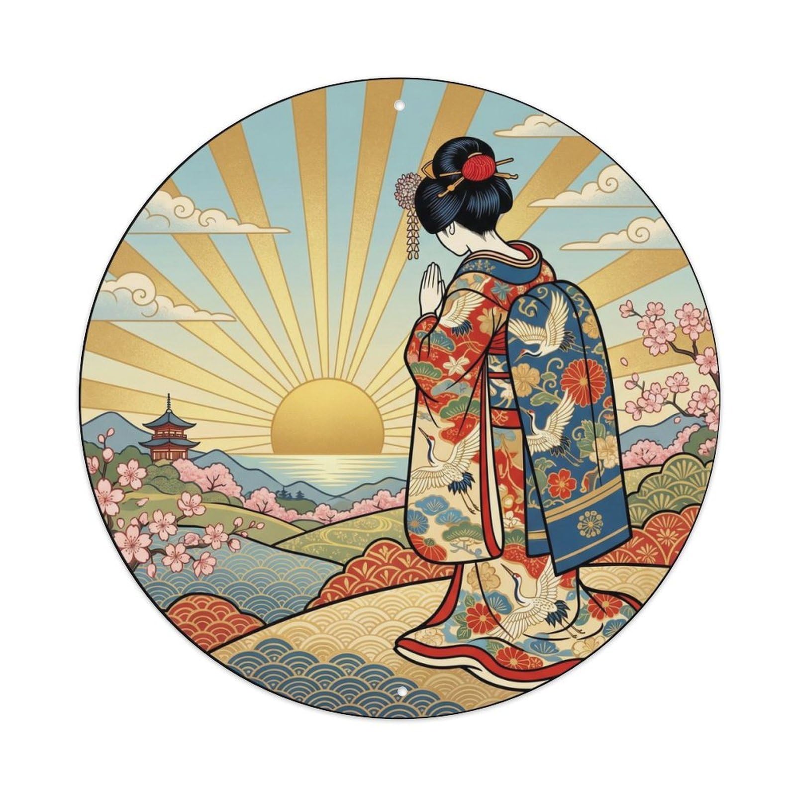 Fqnyr Style Metal Tin Sign Japanese Dawn First Light Morning Greeting