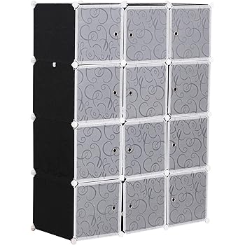 Homcom Diy Wardrobe Portable Interlocking Plastic Modular Closet Bedroom Clothes Storage Cabinet Cube Organiser Amazon Co Uk Kitchen Home