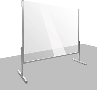 Sneeze Guard Protection Screen - Extremely stable, free standing and height adjustable - for schools, shop counters, nail salons, restaurants & bars (1000x900 mm (WXH), Silver)