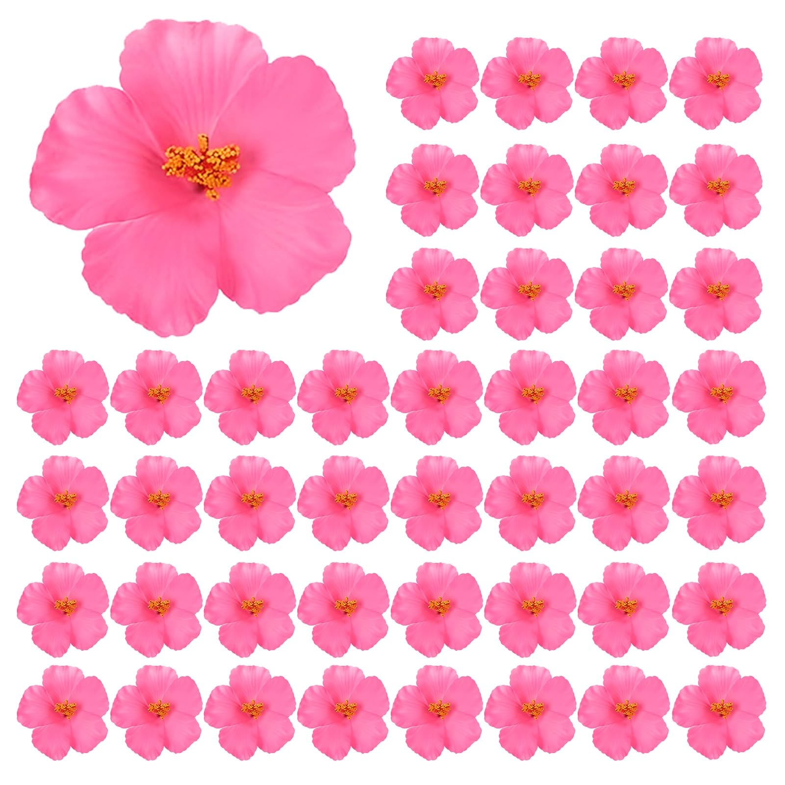 ZhuiFengAA 100 pcs Artificial Hibiscus Flower, Faux Tropical Flowers, Fake Flowers, Jewelry Hair Clips for Tableto Party Supplies DIY Decoration(Light pink)