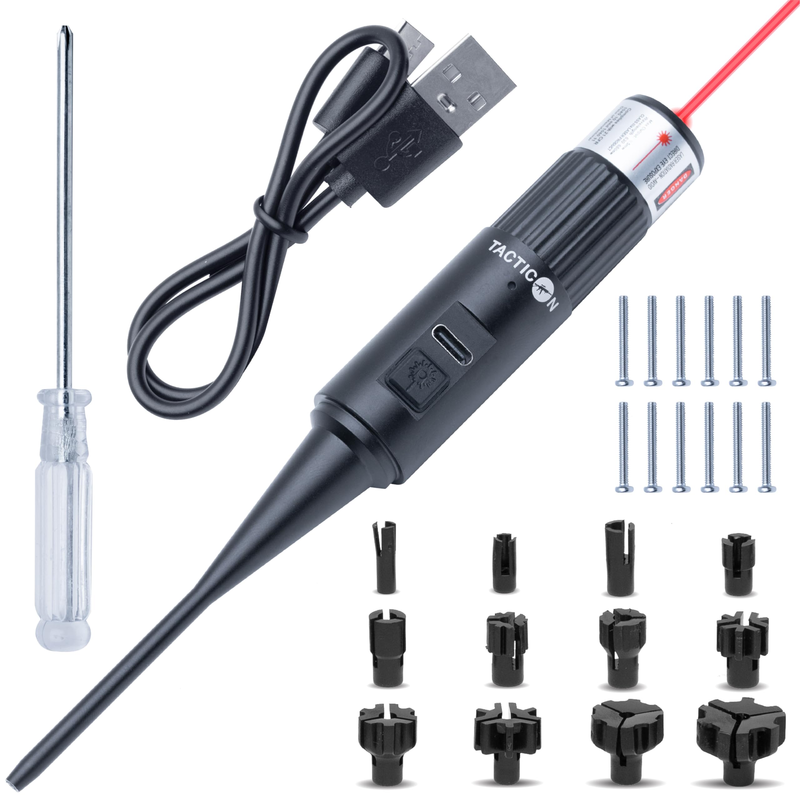 Tacticon Bore Sight Kit Multiple Caliber | Universal Laser Bore Sighter | Combat Veteran Owned Company | .17 to 12 GA | Green & Red Laser Sighting Tools