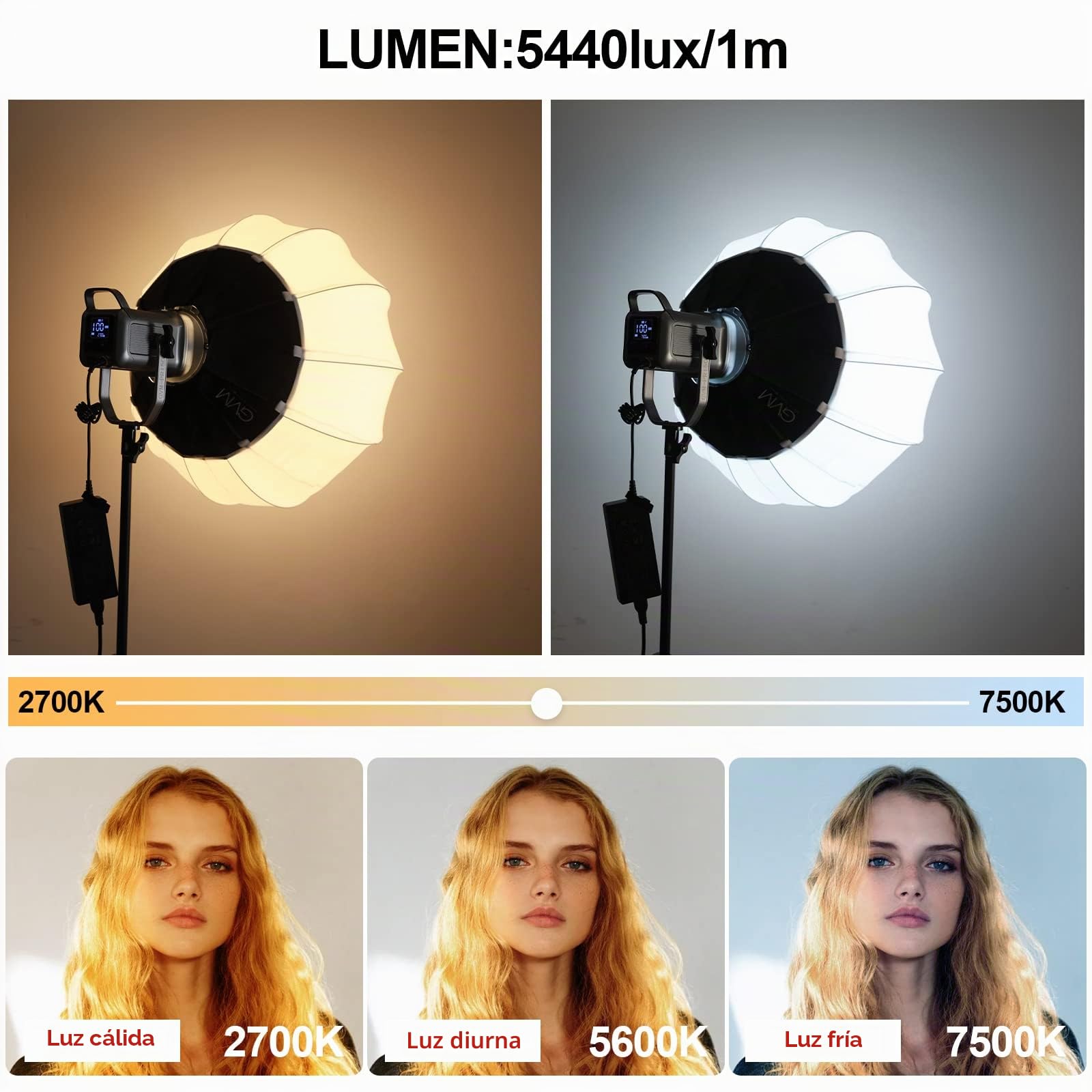 GVM 150W Luz de vídeo con softbox , APP control led lámpara de vídeo Bicolor 2700K-7500K rgb Estudio de iluminación led continua con 8 luces de escena para Video Youtube streaming fotografía