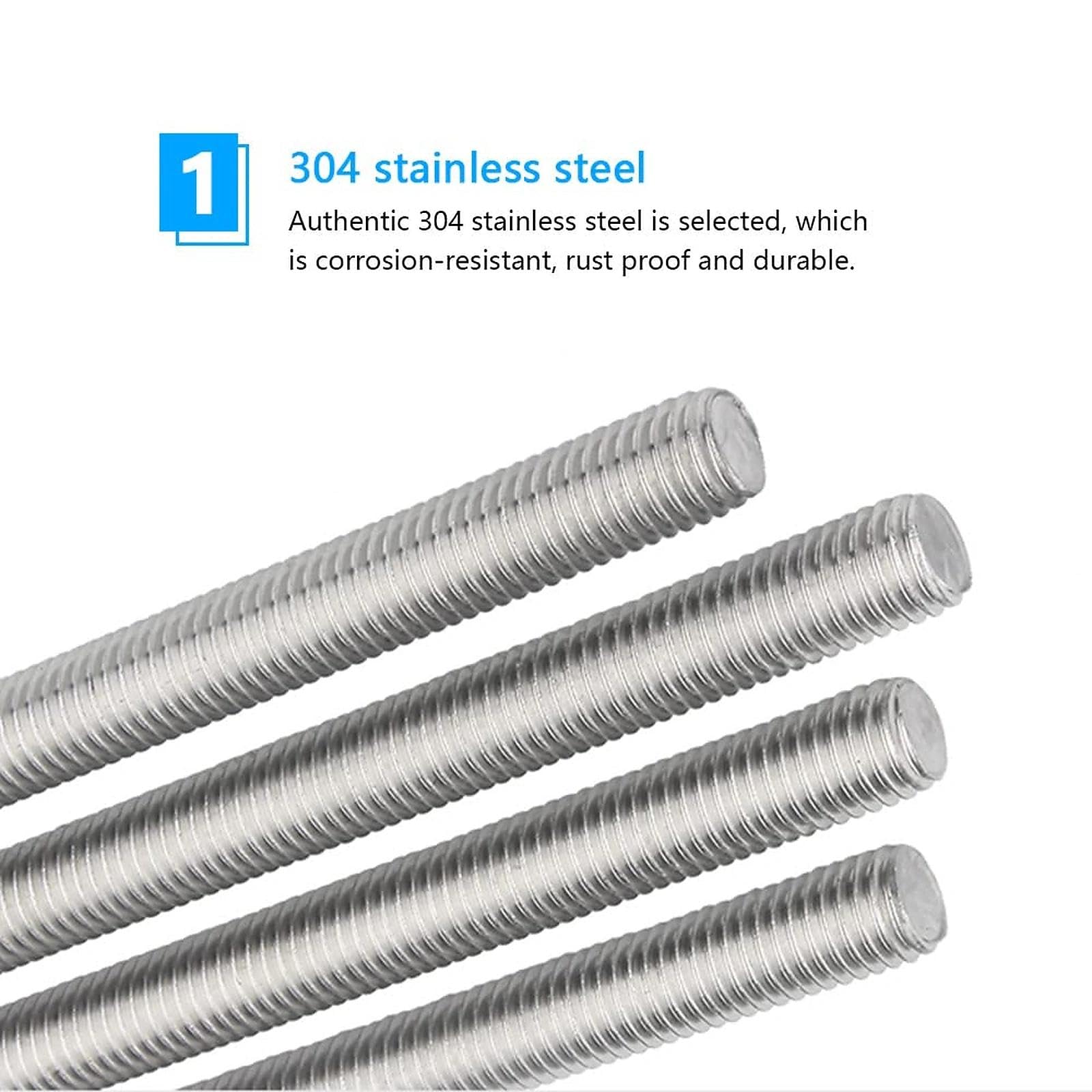 12 Piezas M6 x 100mm Varilla Roscada Acero Inoxidable M6 Barra de Varillas Totalmente Roscadas para las Industrias Manufacturera Automotriz y de la Construcción Plata