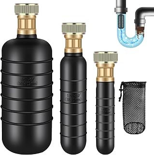 3 PCS Drain Cleaning Bladder, AHIER Drain Bladder Kit Different Sizes Fits 1" to 6" Drainage Pipe Unclogs Bathroom Sink, Swimming Pool, Basement, Bathtub & Sewer Line Stubborn Blockages