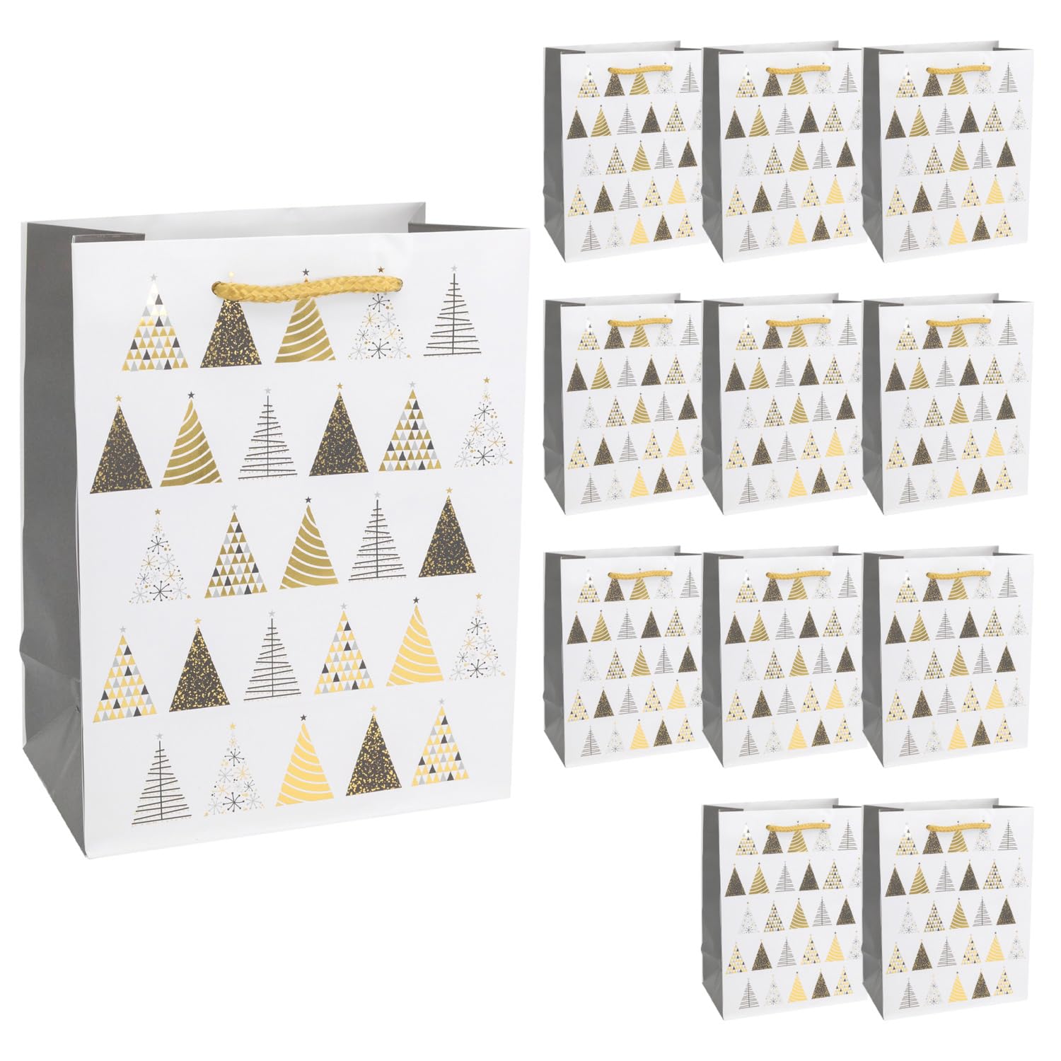 Idena 30341-12 Christmas Gift Bags, Pack of 12, 18 x 23 x 10 cm, Paper Bags, Gift Bags, Christmas Bags