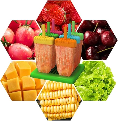 Vista 5 de Moldes para paletas de hielo, juego de 6 moldes reutilizables para helados, moldes para hacer paletas de helado con embudo de silicona y cepillo