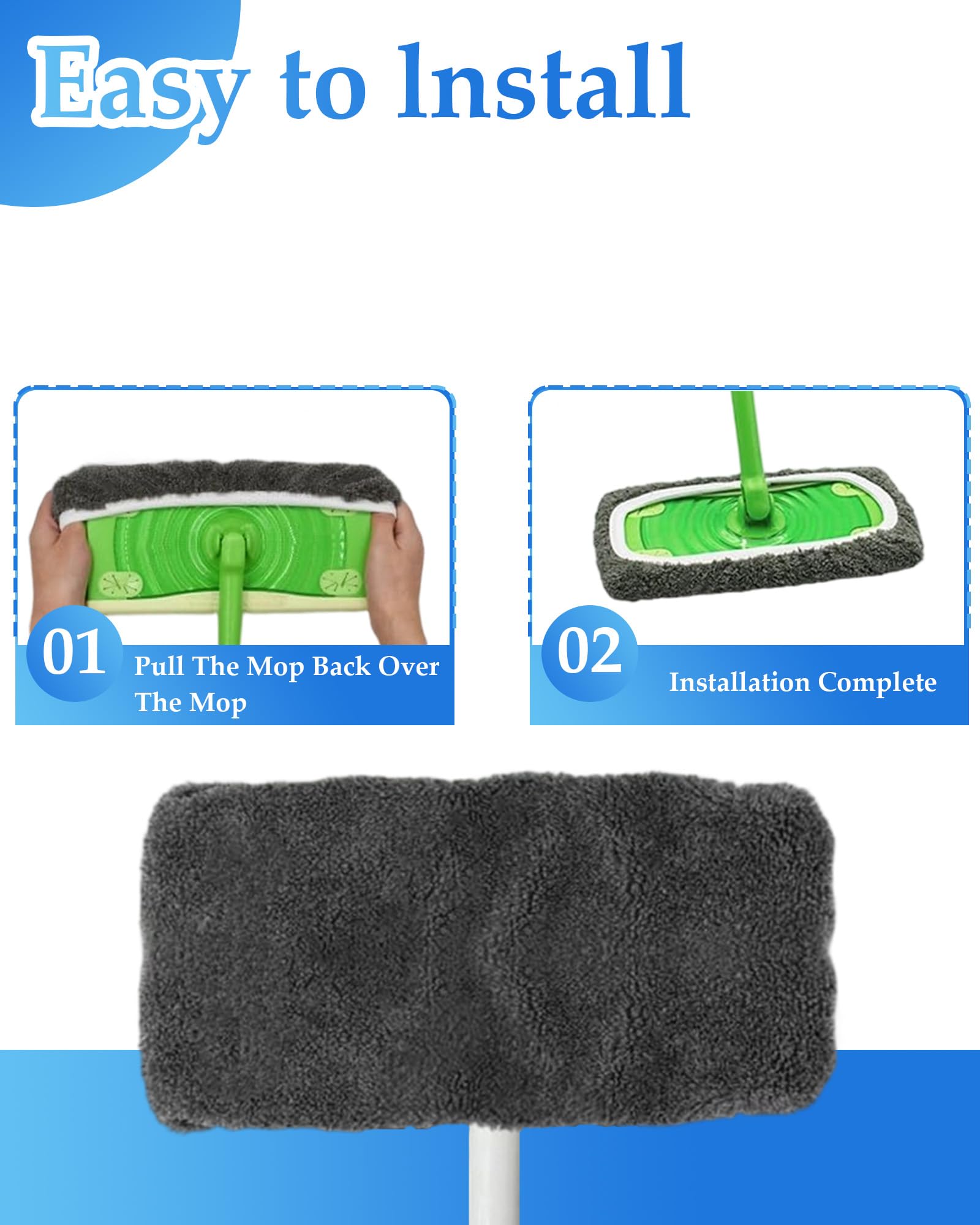 10 Lingettes Microfibre Lavables Pour Serpillière - Humide Ou Sec, Pour Tous Les Sols Durs