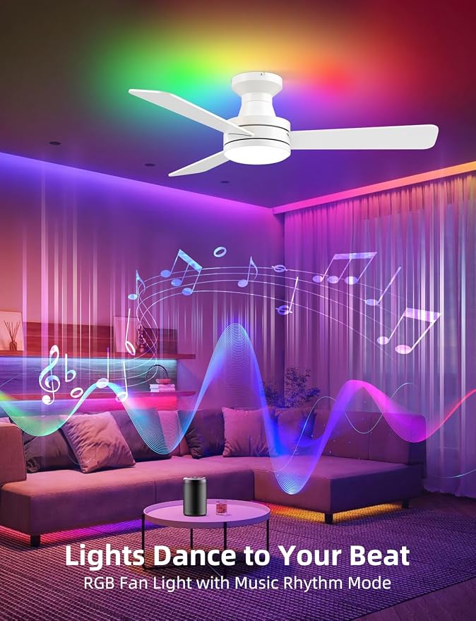 Ventilador de Techo 42 Pulgadas con Luz RGB, Control por App miniatura 5