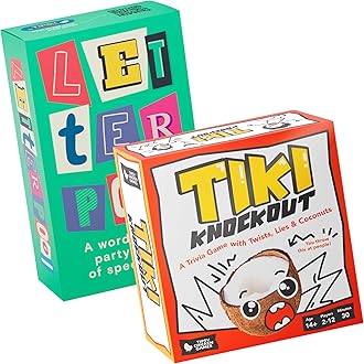 Save Up to 42% on Ultimate Fun Set: Letterpool Board Games for Adults, Family, Teens, Trivia, Word Card Game & Tiki Knockout Board Games for Adults & Teens – Fun Trivia & Bluffing