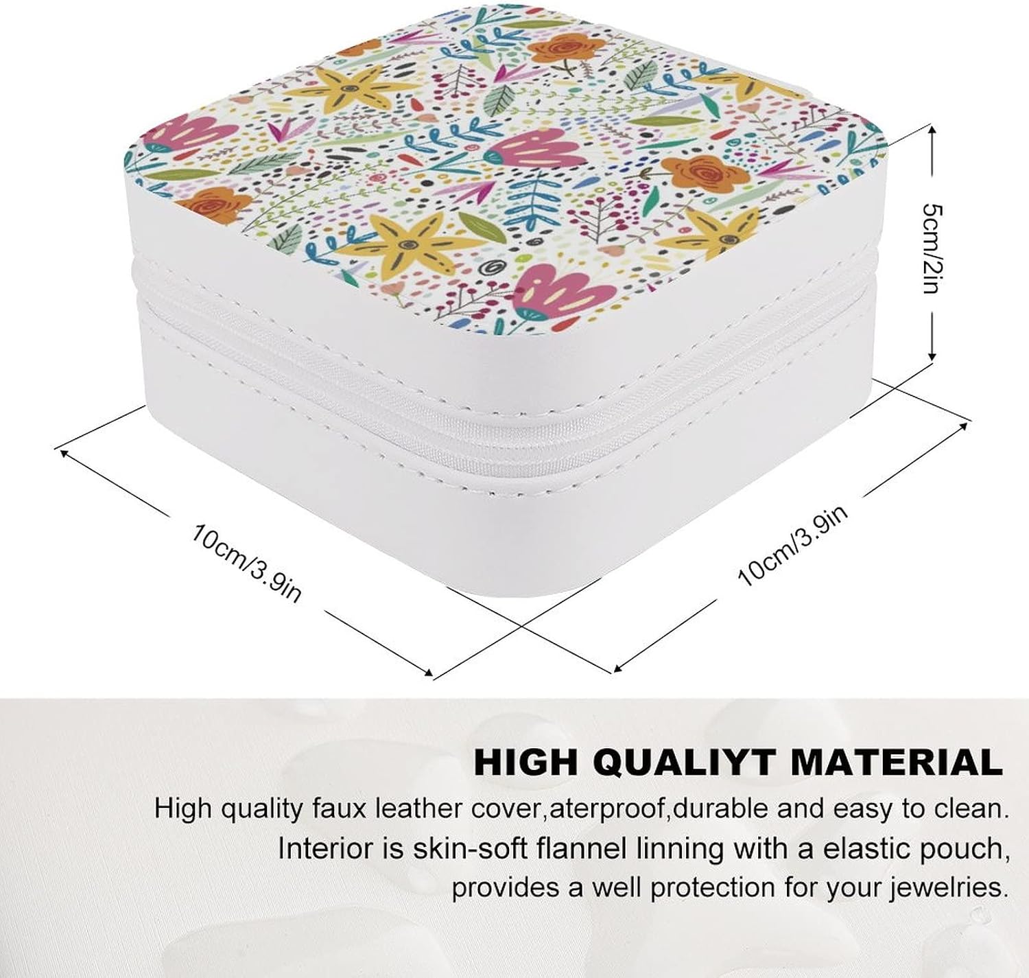 Small Jewelry Box, Travel Small Organizer Portable Display Storage Case for Rings Earrings Necklace, Gifts for Girls Women, Cute Colorful Flowers image 2