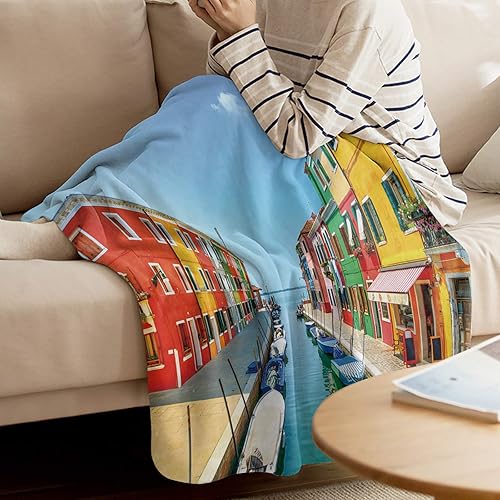 Miniatura 3 de Manta para sofá Burano Venecia Italia paisaje edificio colorido manta de franela de forro polar suave y cálida manta mullida y acogedora para cama