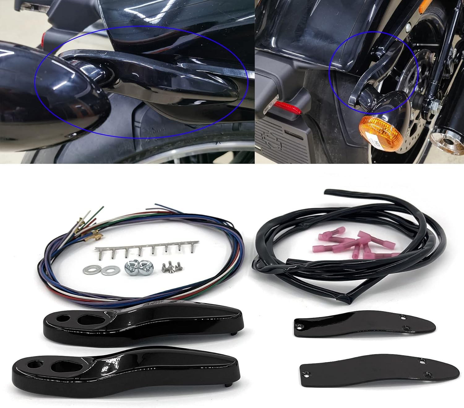 Rear Turn Signal/License Plate Relocation Bracket Wire Kit Turn Signal Rack Bracket Replace 67800830 Fit for Harley Softail FLFB FLSL FXBB FXBR 2018-2021