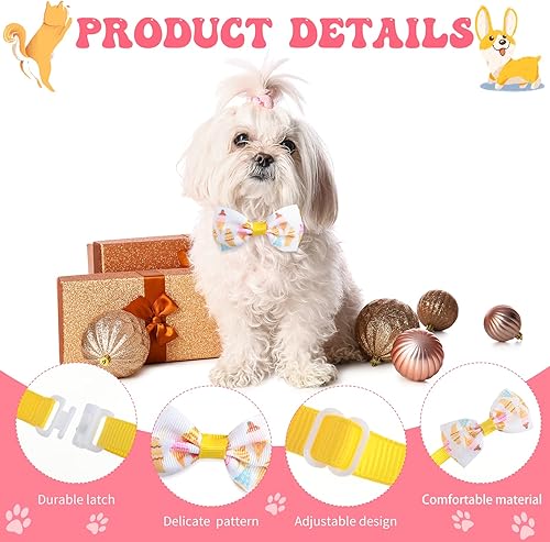 Miniatura 10 de El juego de 100 piezas de collar a cuadros para perro incluye corbatas para perro y pajarita para perro, lazos ajustables para perros pequeños y