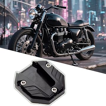 Motorcycle Kickstand Pad for Honda Lead 125, Aluminium Alloy Motorcycle Side Stand Extension Plate, Anti-Skid Motorcycle Side Stand Plate Pad,A Black