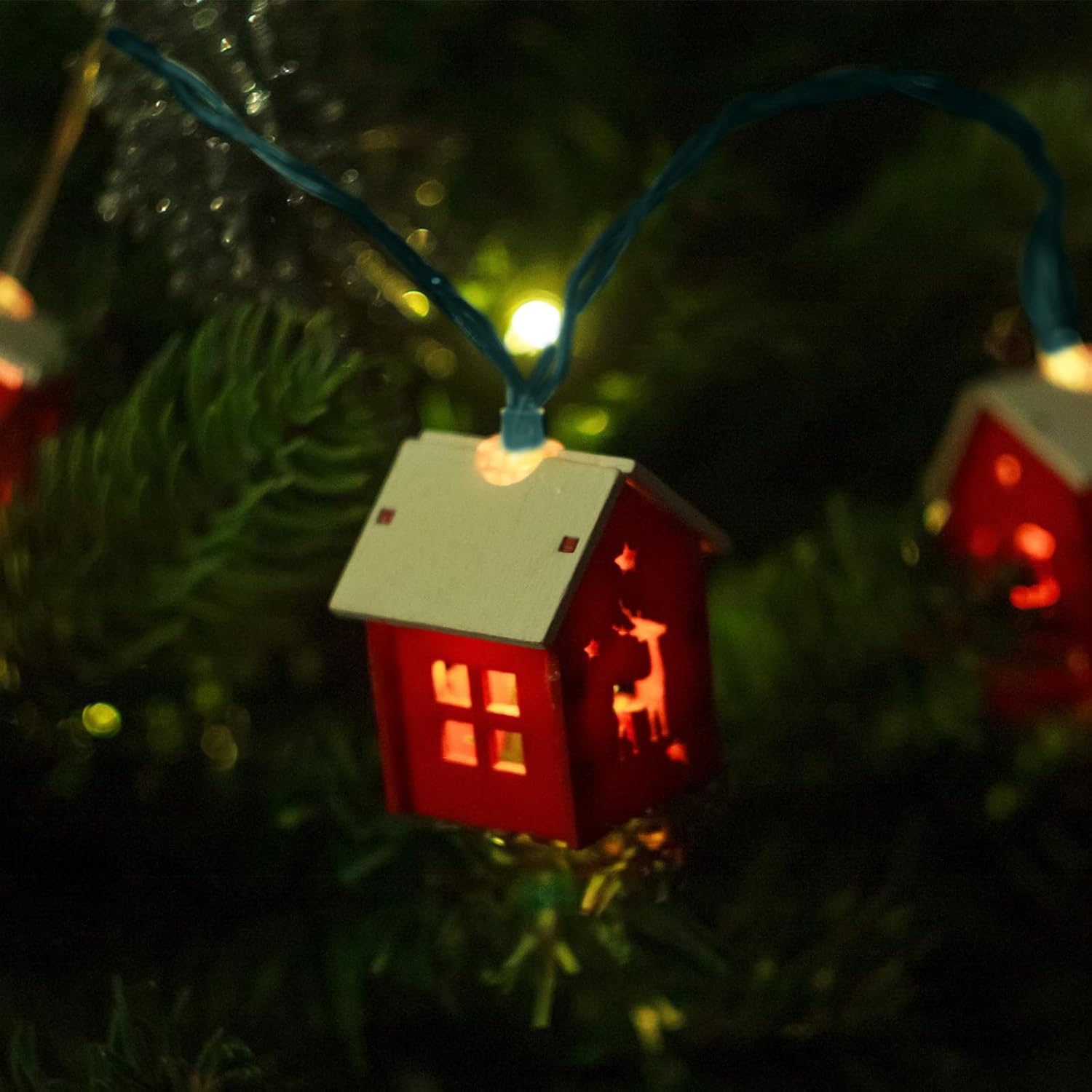 Mini Christmas Lights String Warm White Vintage Short Strand String Lights, Clear Bulbs Wire Fit Light up Christmas Decorations(10 Bulbs Connectable,5ft,Green)