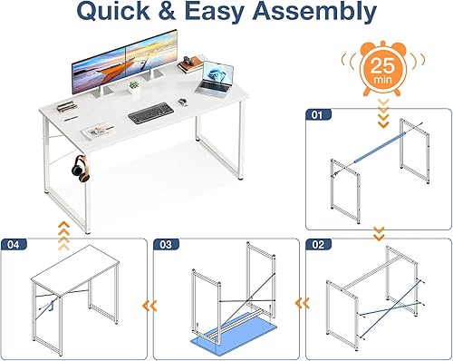 Miniatura 5 de Casaottima Escritorio pequeño de computadora de 48 pulgadas para oficina en casa, mesa de estudio para espacios pequeños, escritorio simple y