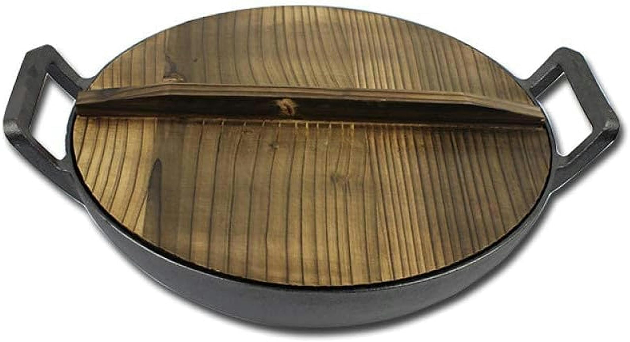 Wok en fonte traditionnelle à deux oreilles pour une cuisine saine