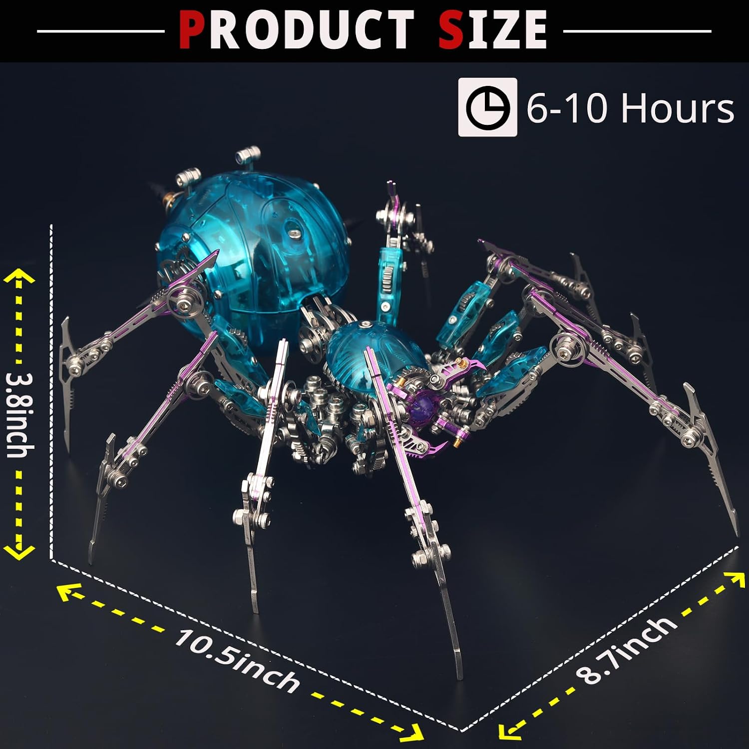 3D Metal Puzzles for Adults, Metal 3D Puzzle DIY 3D Spider 602 Pieces Mechanical Building Kit,3D Model Kits to Build for Birthday Christmas
