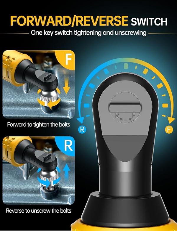 APEXPOWER 3/8 Inch Cordless Ratchet Wrench for DEWALT 20V Battery, 88Ft-Lbs, 0-400RPM, Electric Wrench Ratchet w/Variable Speed Trigger, Reinforced Head, R&F Switch, 7 Sockets,3/8" to 1/4" Adapter by APEXPOWER - Image 15