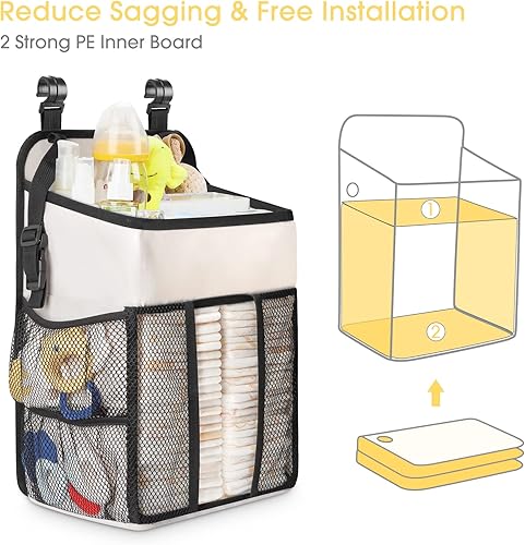 Miniatura 2 de Maliton Organizador de pañales  Organizador de pañales colgante para cambiador, cuna, paquete y juego  Soporte apilador de pañales con capacidad