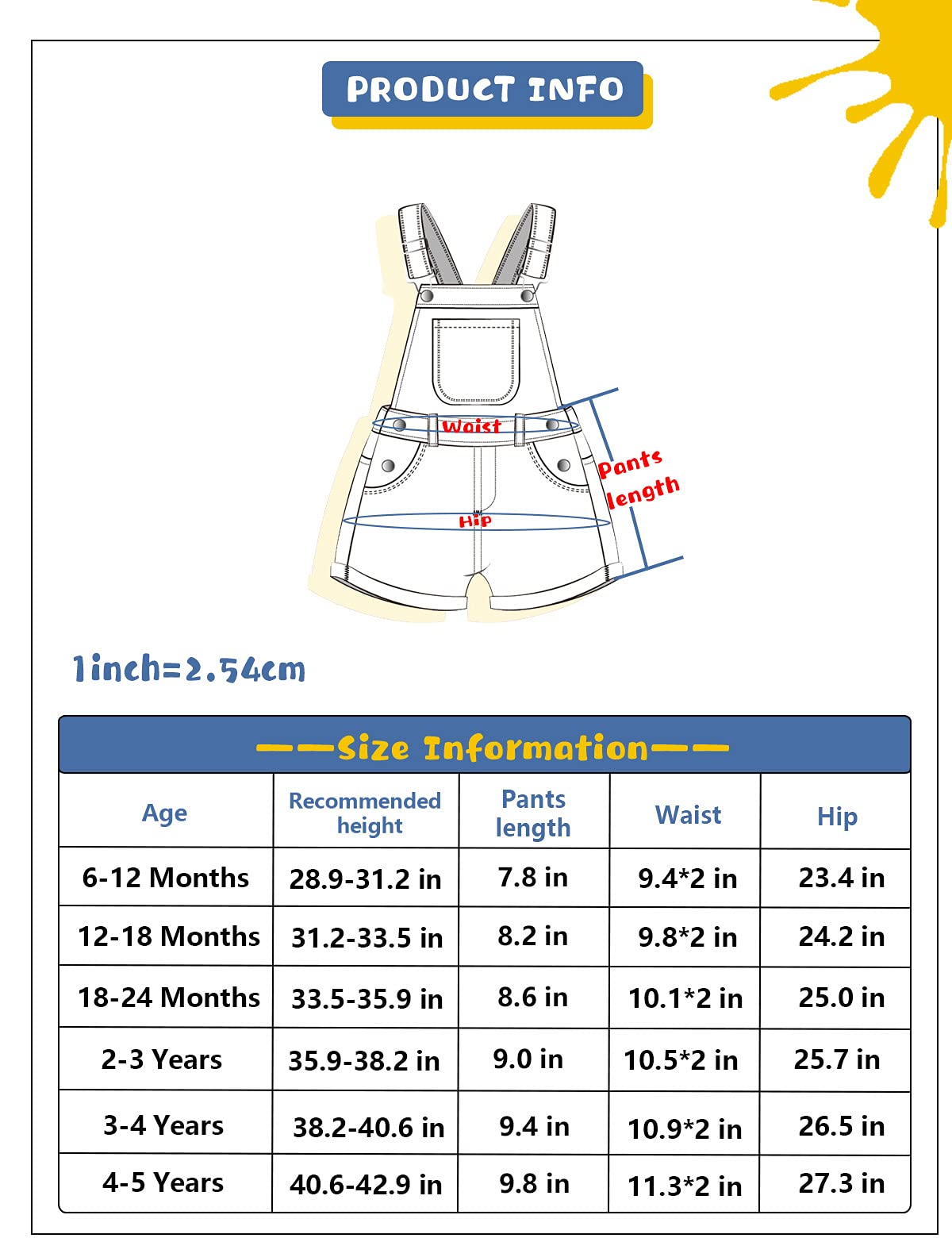 KIDSCOOL SPACE Salopette en Jean pour Bébé Fille Garçon, Short en Jean d'Été pour Tout-Petit