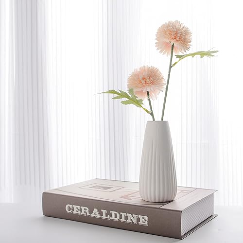 Miniatura 6 de XGFYYMM 12 flores artificiales de crisantemo, arreglo floral de seda, ramo de flores falsas, hortensias de tallo largo para hogar, oficina, café,