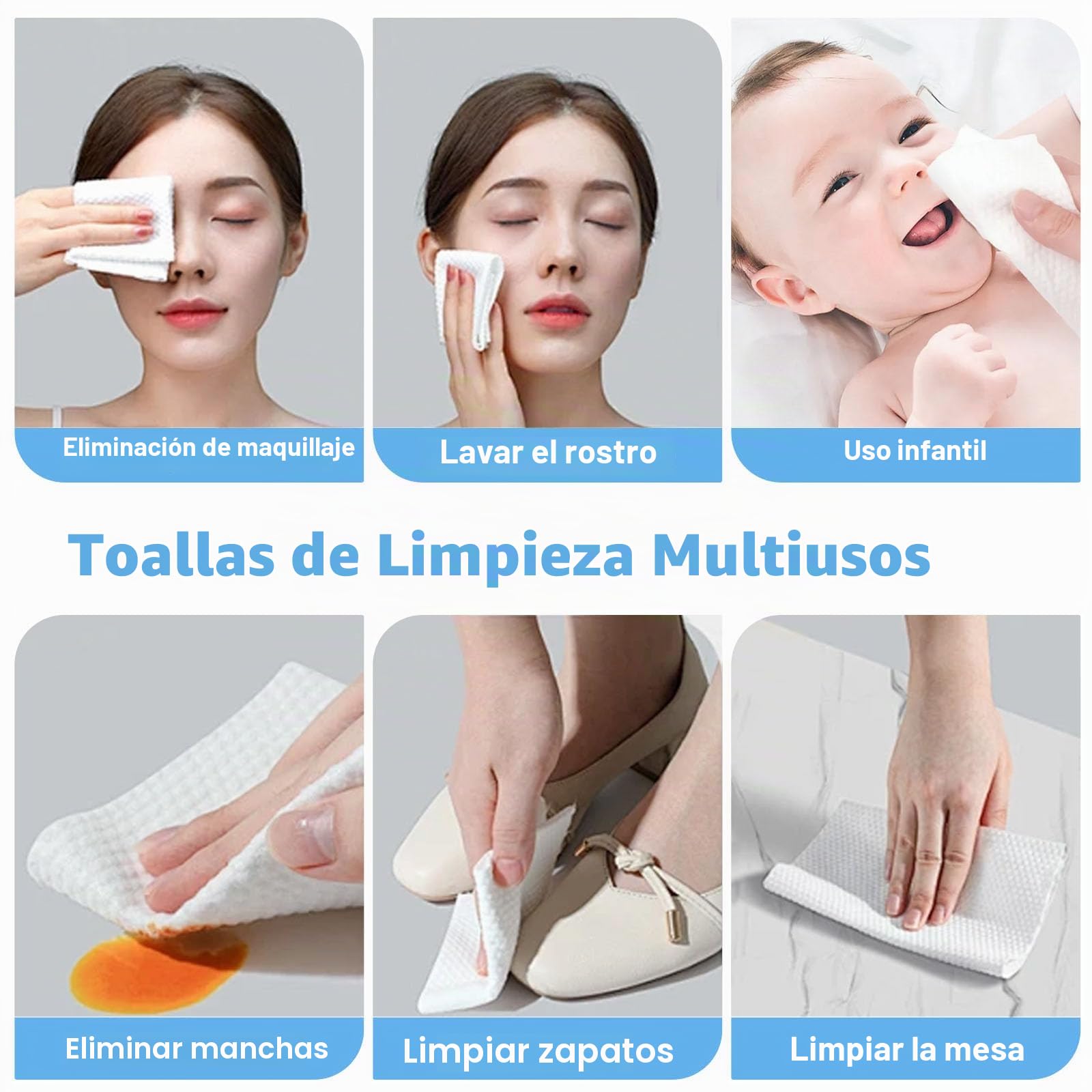Toallitas secas faciales de algodón 400 unidades limpieza profunda, toalla de cara desechable tela de algodón multiusos para el cuidado de la piel toallitas de maquillaje toallitas faciales