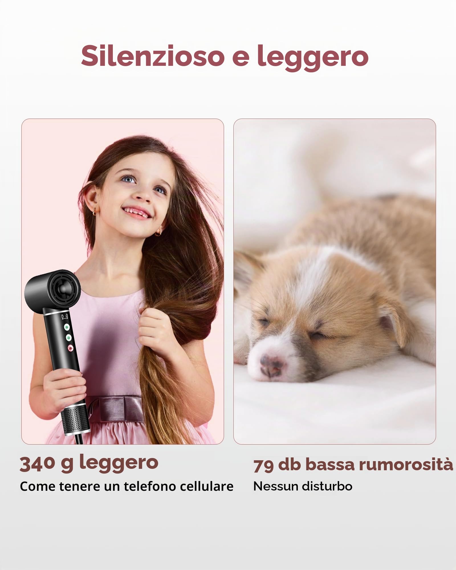 Air Styler 5 in 1, Asciugacapelli 110000 RPM 20m/s, Asciugacapelli Styler con Hairstyler, Arricciacapelli ad aria, Spazzola Lisciante, Styler Capelli, Solo 340g, Leggero e Silenzioso