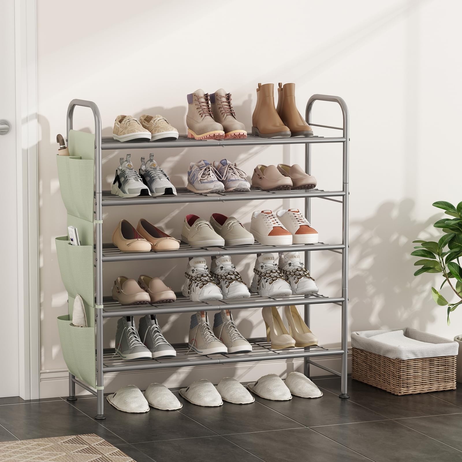 Snapklik.com : SORCEDAS Shoe Rack 5 Tier Shoe Storage Organizer Metal