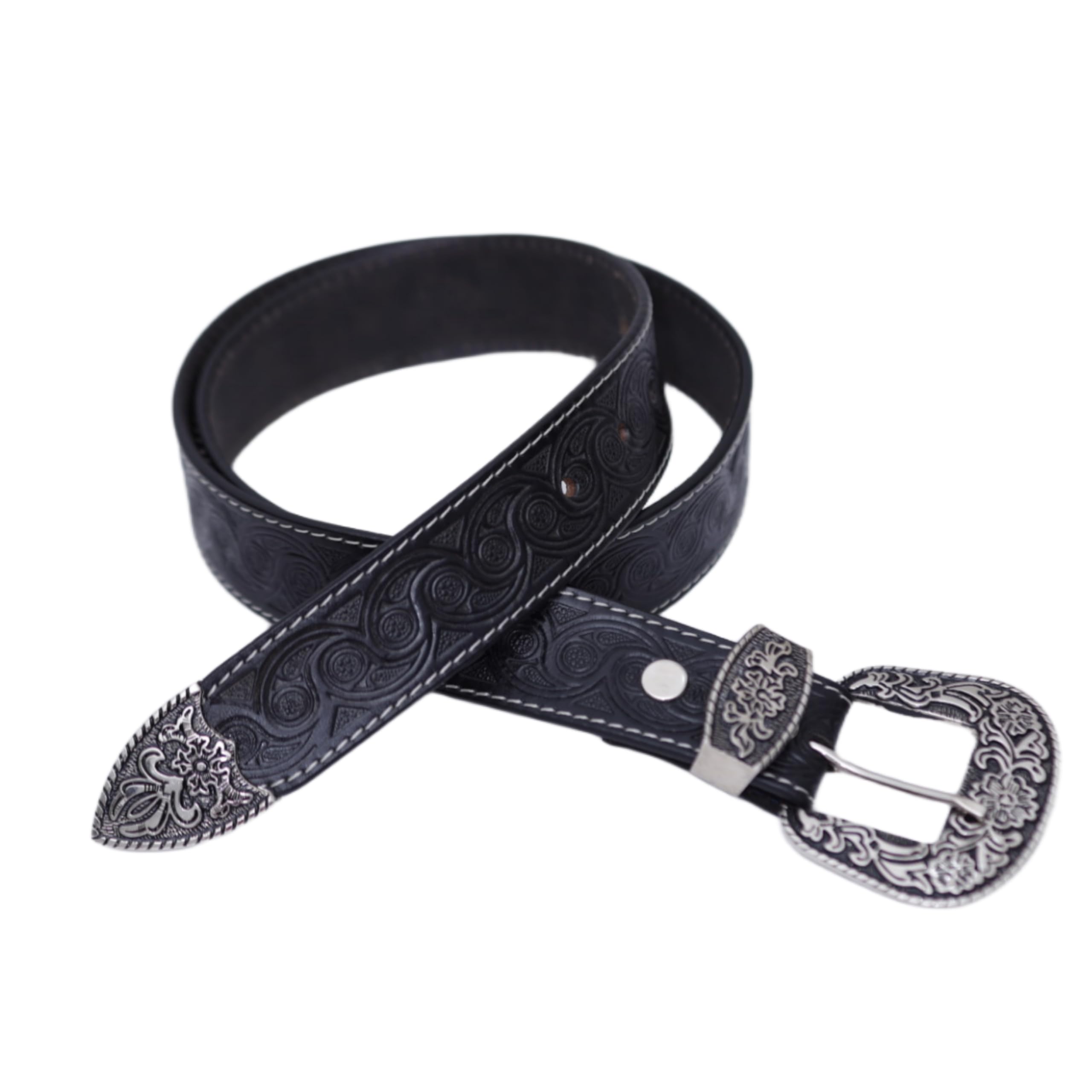 Generic Men's Leather Casual Every Day Jeans Belts, Men Black Leather Belt (34)