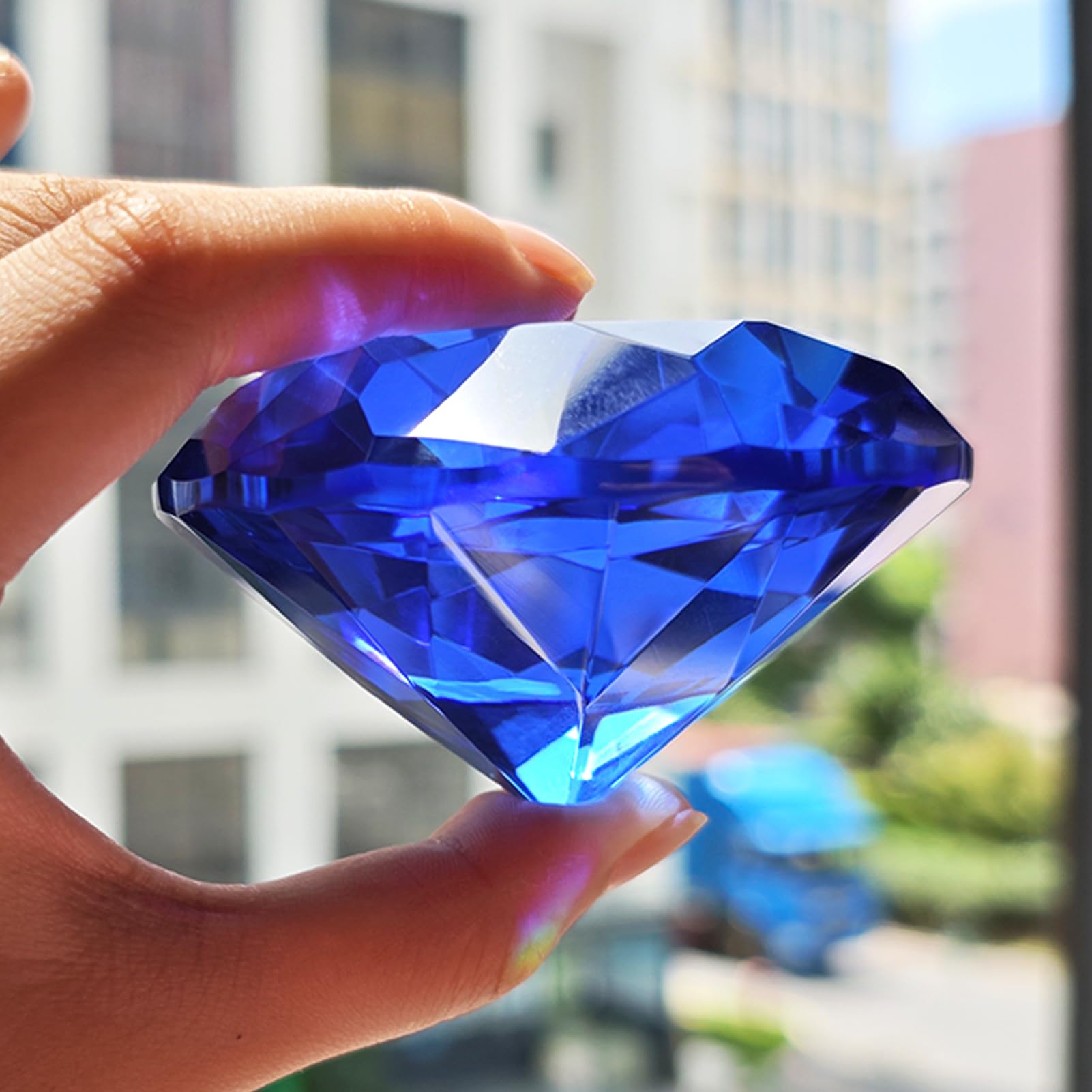 Un grand presse-papier en cristal avec support pour décorations de mariage, décoration d'intérieur, 7,9 cm (bleu)
