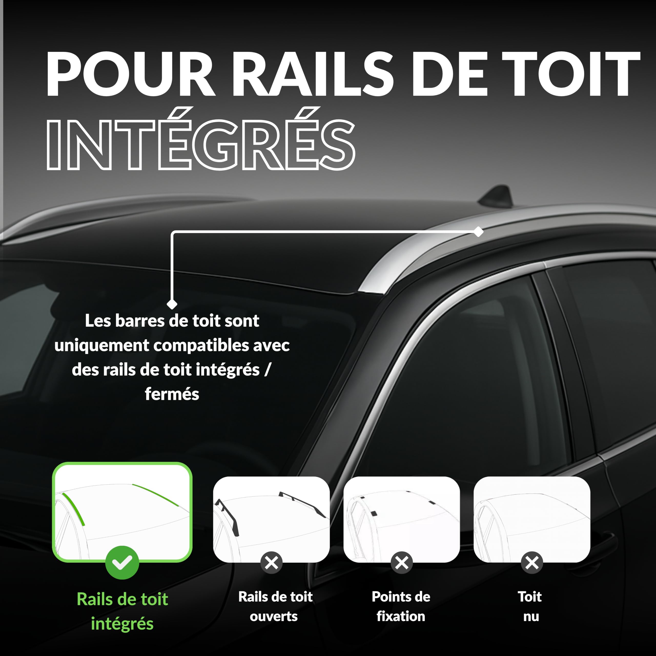 Barres de Toit transversales I Owen 3.0 I Porte Bagage Voiture I Aluminium I 120 cm I Rails fermés I Jusqu'à 90 kg I Universelle I Galerie de Toit