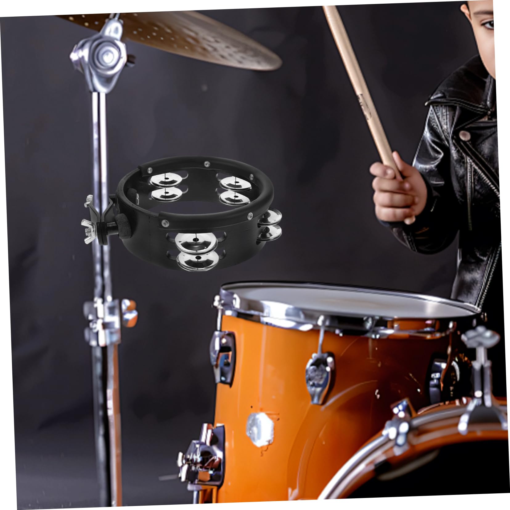 Vaguelly Rund Geformtes Tamburin und Metall mit Einfacher Befestigung für Schlagzeug Zubehör Musikinstrument für Hi Hat und Percussion Performance