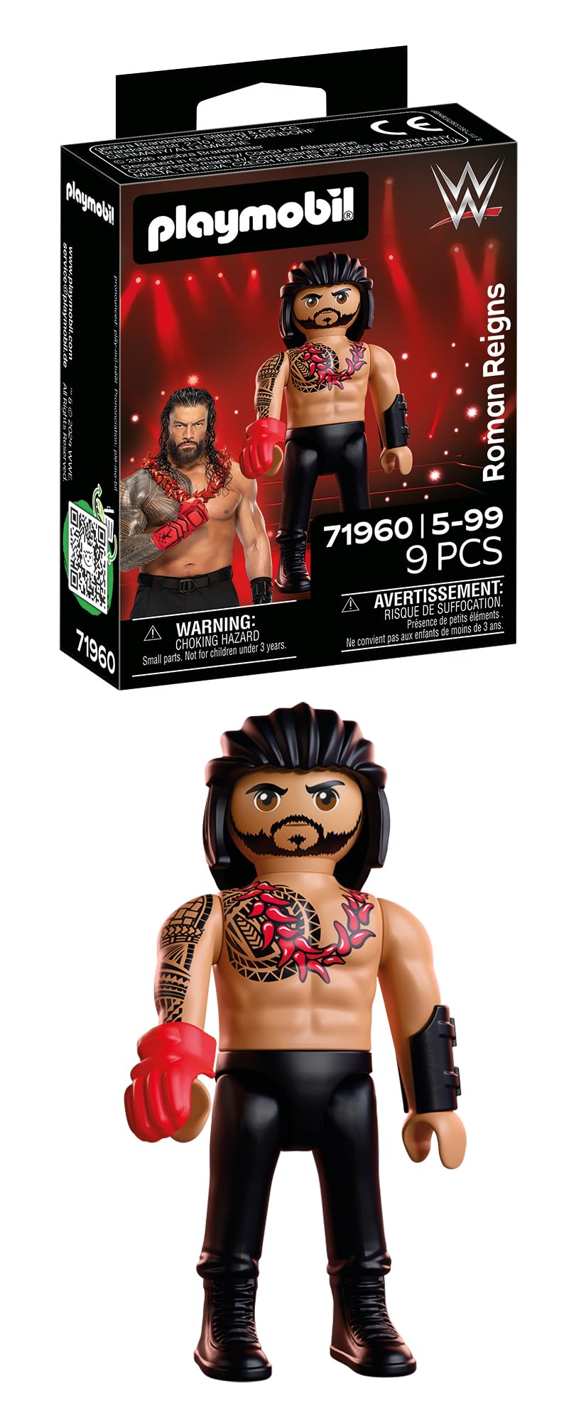 Playmobil | WWE® | Roman Reigns | Superstar Figure with Glove, Arm Guard & Display Stand | For Fans Aged 5+ | 71960