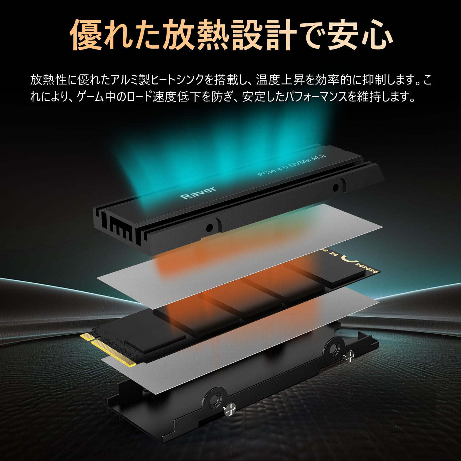 Amazon | Raver 内蔵 SSD 1TB PCIe Gen4x4 M.2 NVMe 2280 ヒートシンク